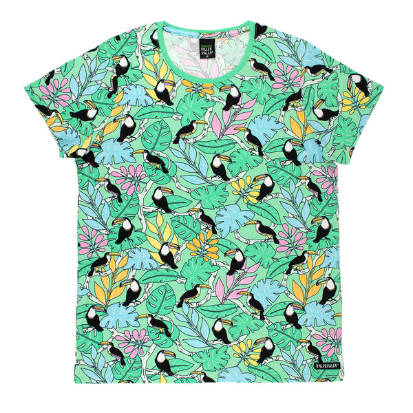 Villervalla Tropical Jungle Toucan T-shirt -Cactus Green- ADULT