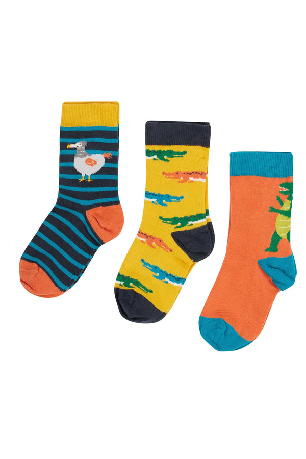 Frugi Organic Socks -Rock My Socks 3 pack, Dinosaurs