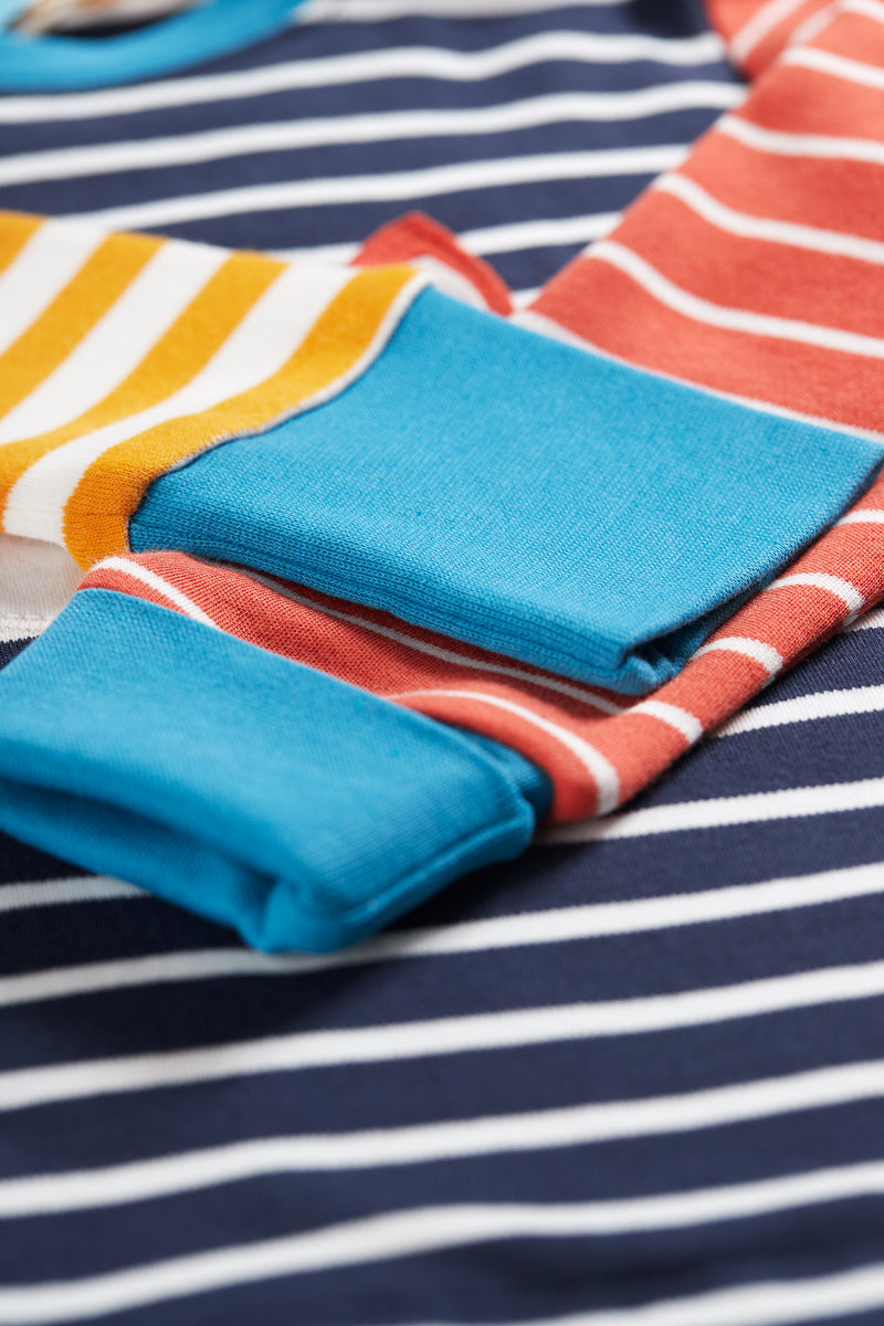 Frugi Hotchpocth PJs, Blue Hotchpotch Stripe-  Pyjamas Organic-Children's Clothing