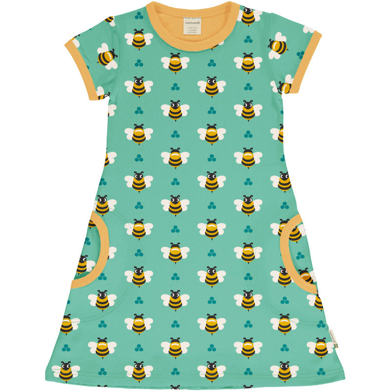 Maxomorra Organic Children's Dress with Pockets - Bee Short Sleeve
