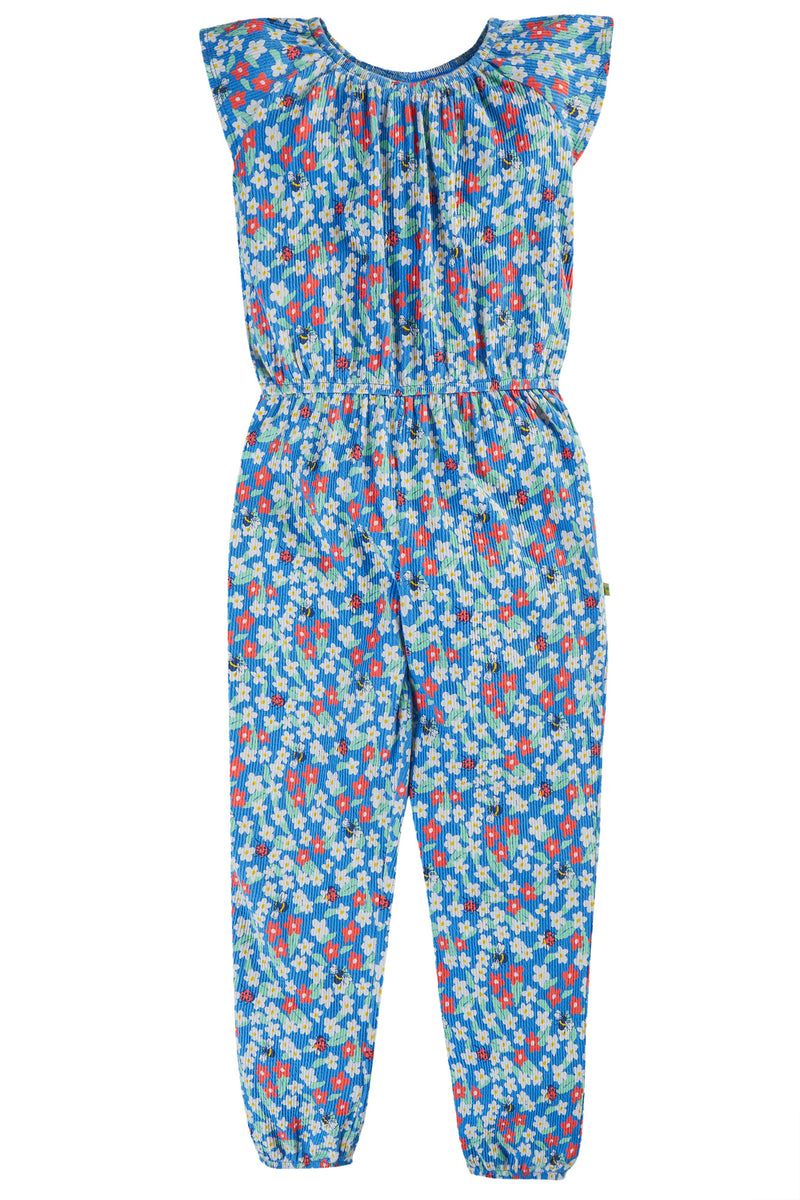 Jolee Jumpsuit Blue with Flowers and Bees Frugi Organic Clothing - Kid's Summer Clothing