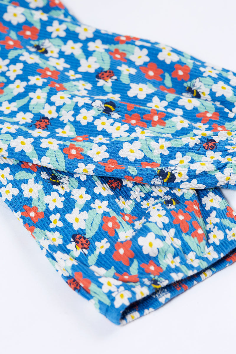 Jolee Jumpsuit Blue with Flowers and Bees Frugi Organic Clothing - Kid's Summer Clothing