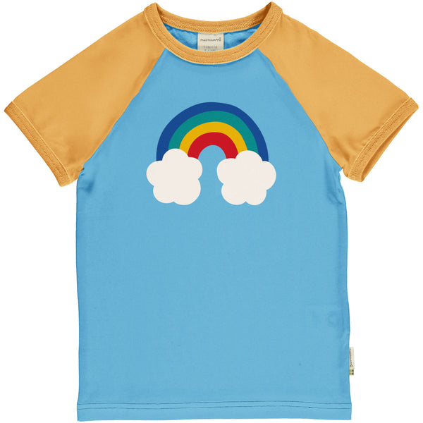 Maxomorra Organic Children's Top - Raglan Rainbow Top (5-6/ 7-8)