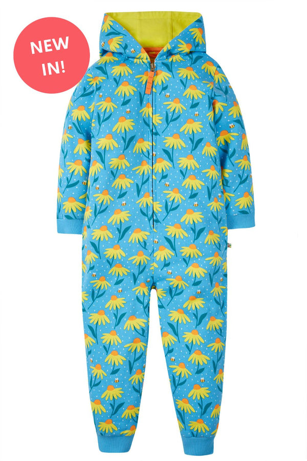 Children's Frugi Big Snuggle Suit Flower  Organic Cotton Onesie Echinacea -Kid's Clothing