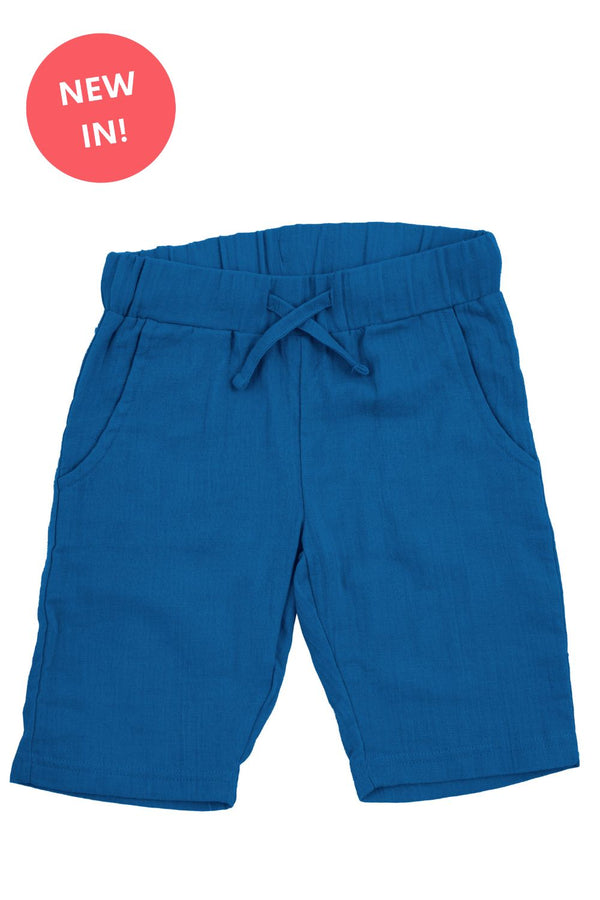 Maxomorra Shorts Knee Muslin Blue- Solid Blue Shorts