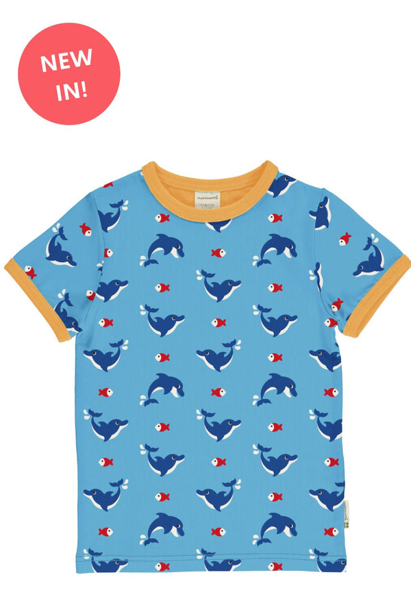 Maxomorra Organic Children's Top - Short Sleeved Dolphin T-shirt