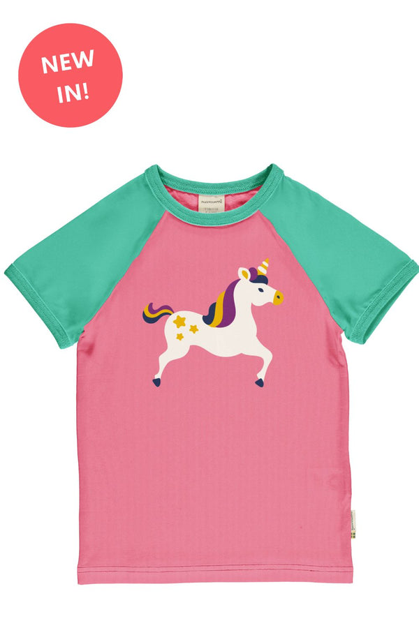 Maxomorra Organic Children's T-shirt - Raglan Unicorn