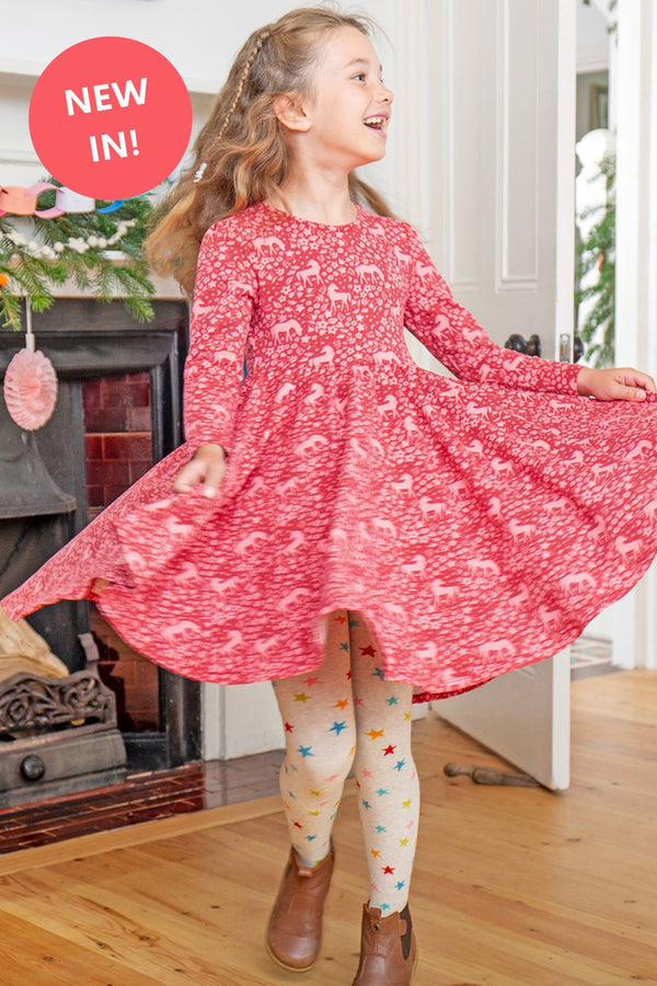 Pink Horse Dress- Guava Wild Ponies-Frugi- Organic-Children's Clothing