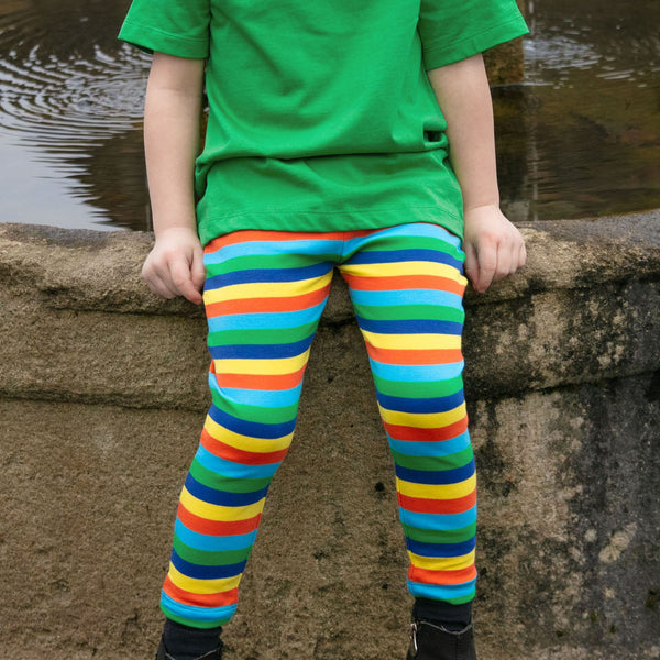 Piccalilly Organic Cotton Leggings- Rainbow Stripe- (6-12m, 18-24m,2-3)