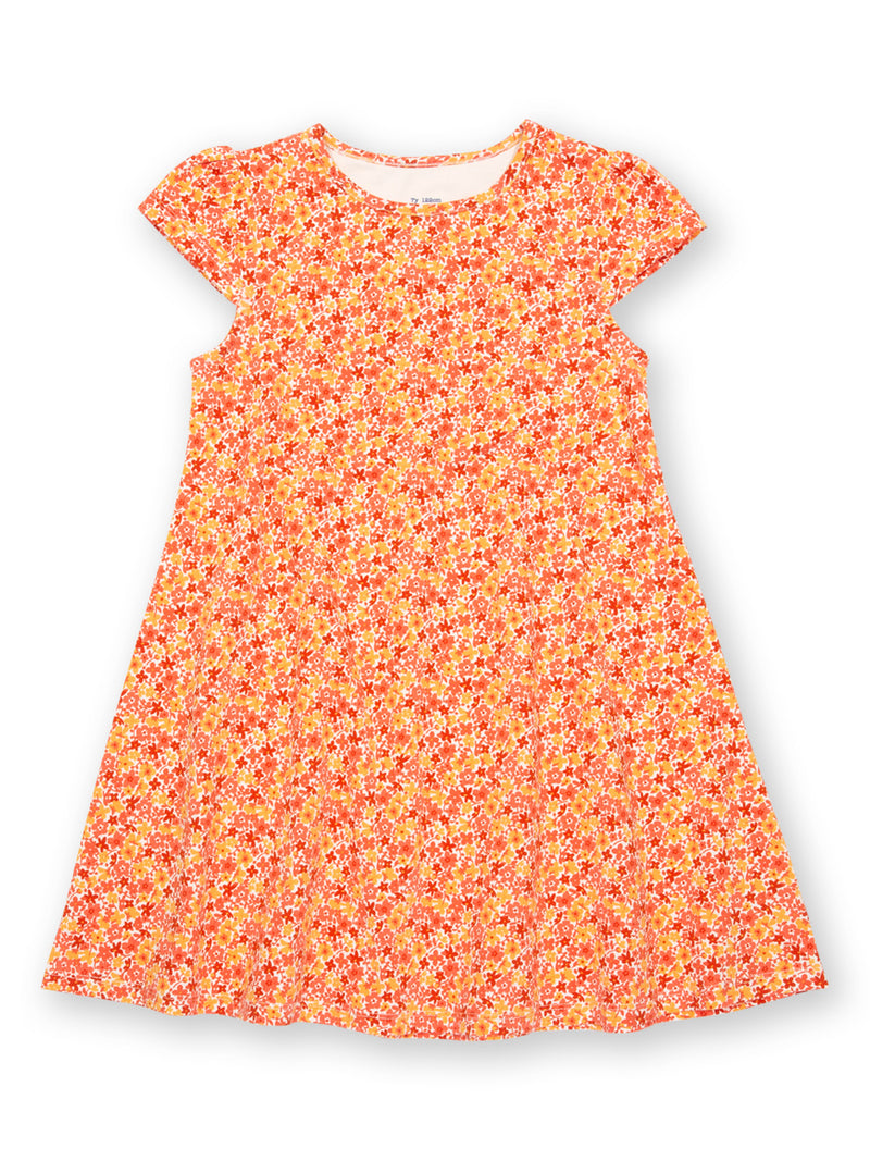 Petal Perfume Tunic Dress- Organic Dress- Orange- Flowers- Children's Clothing