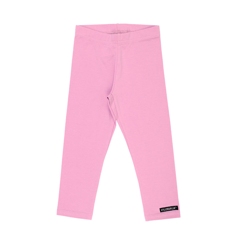 Solid Flamingo Pink Plain or Basic, Organic Cotton Leggings by Villervalla