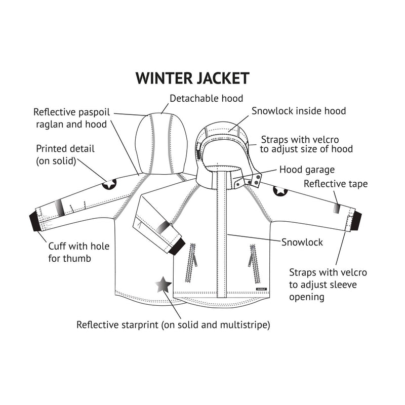 Villervalla Winter Coat Acai Rainbow Stripe - Kids organic clothing jacket