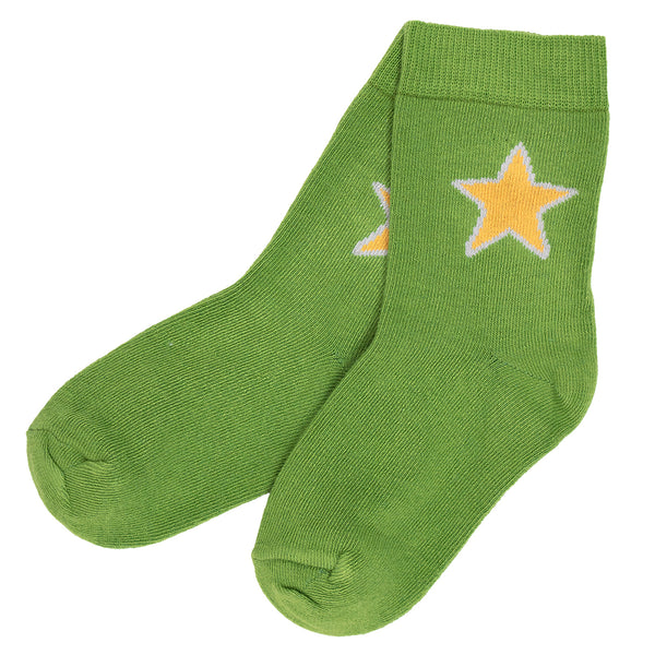 Villervalla Children's Socks-Moss green Star