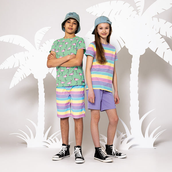 Villervalla Relaxed College Shorts-Lavender Purple - Kids organic summer shorts