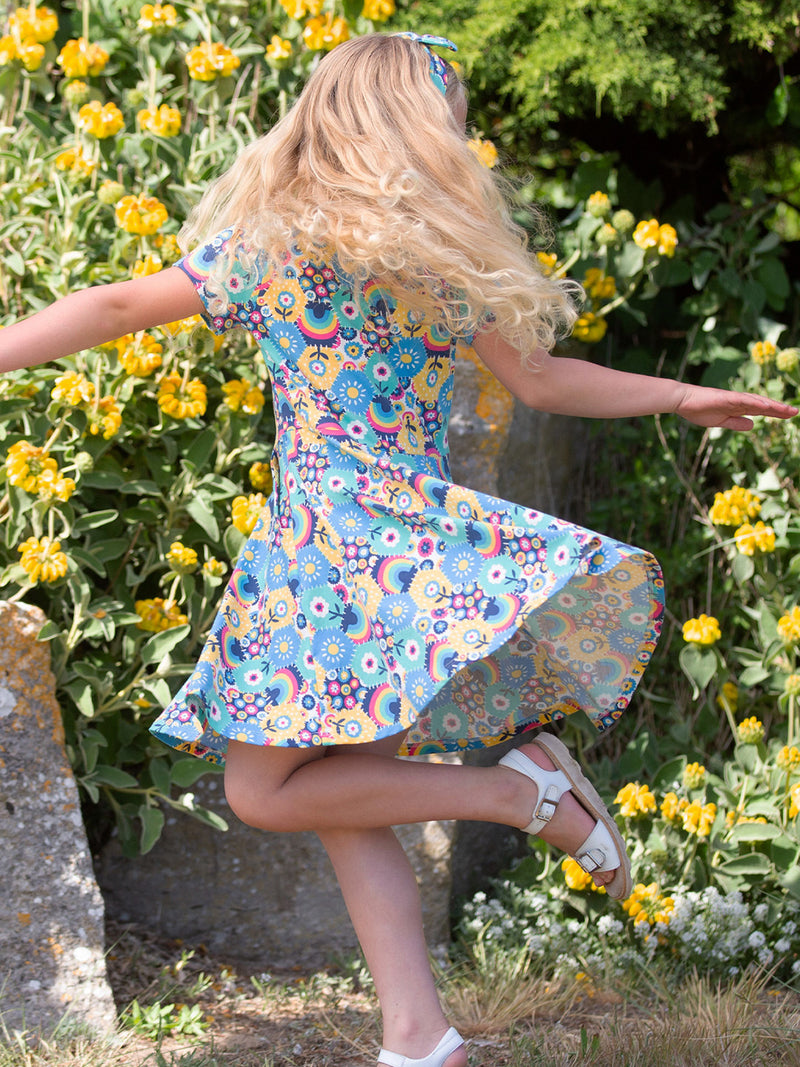 patchwork skater dress Patchwork Floral Print Wrap Front Skater Dress For Women at Bahrain