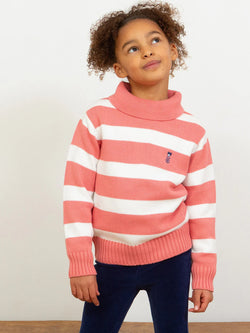 Kite Jumper- Hug me - Breton Peach Strip Roll neck Jumper - Organic Cotton-Children's Clothing