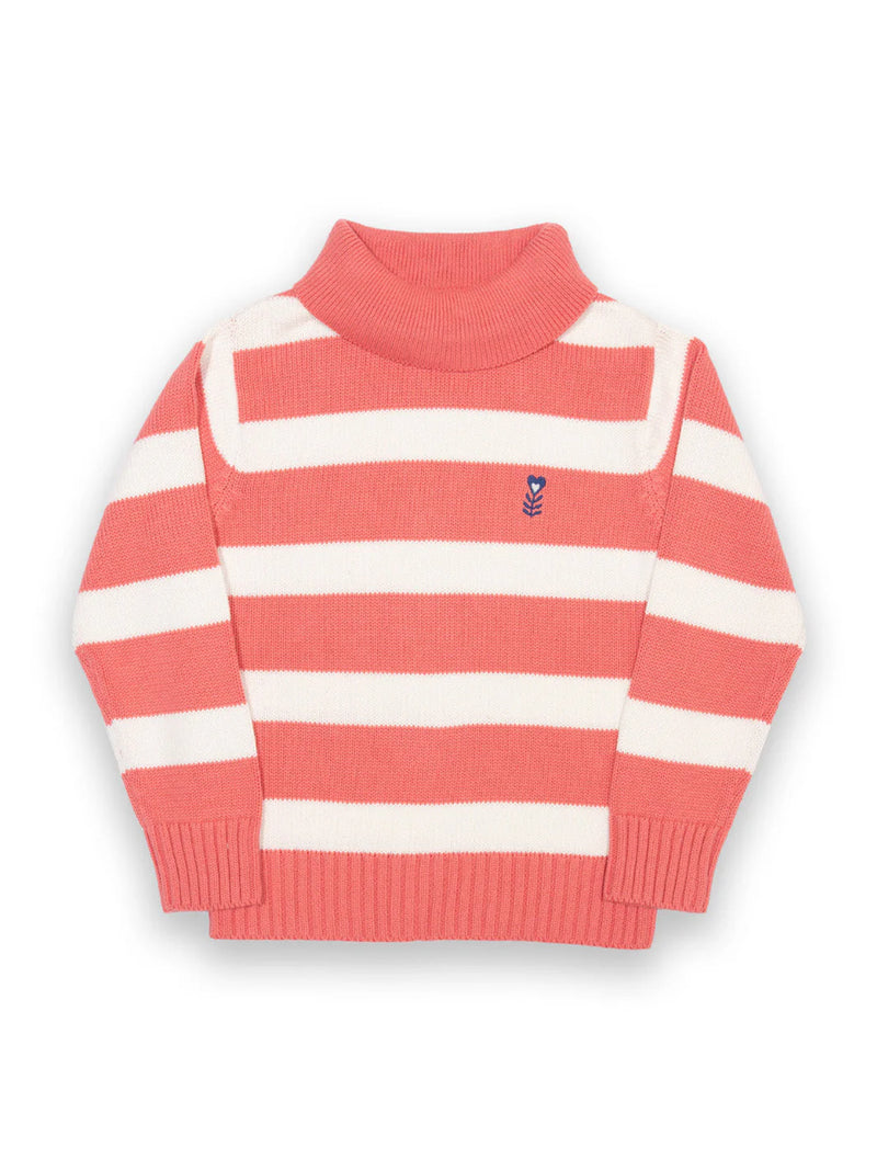 Kite Jumper- Hug me - Breton Peach Strip Roll neck Jumper - Organic Cotton-Children's Clothing