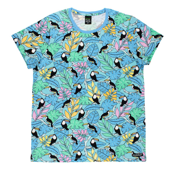 Villervalla Tropical Jungle Toucan T-shirt -Lake Blue- ADULT