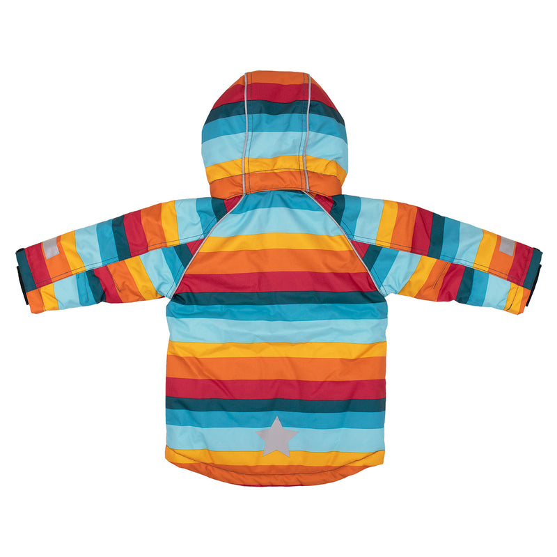 Villervalla Winter Coat Midnight Rainbow Stripe - Kids organic clothing jacket