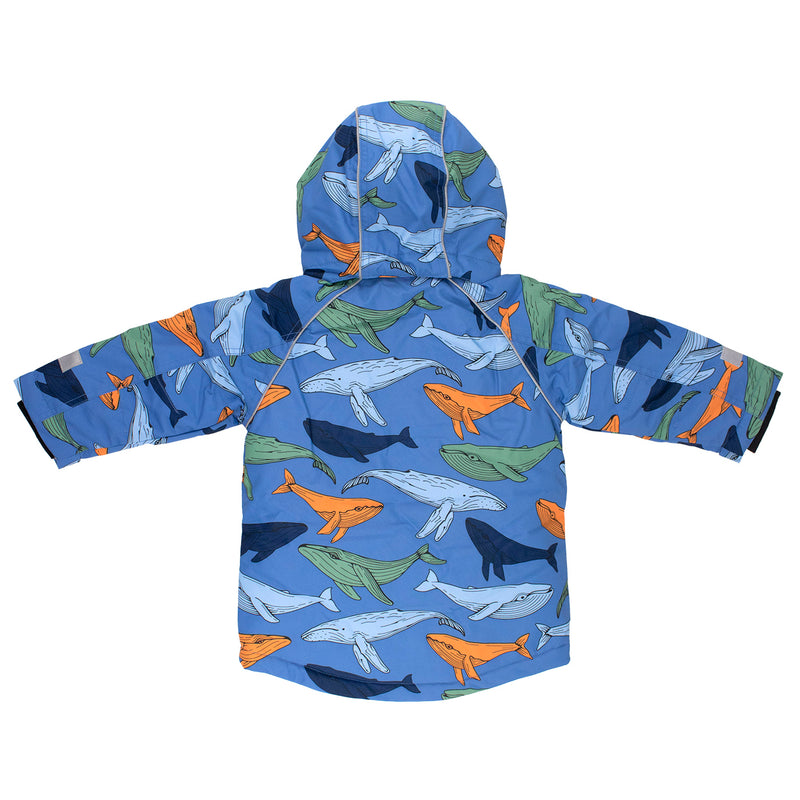 Kids Winter Coat - Nautic Blue Whale Coat- Villervalla Ski Coat