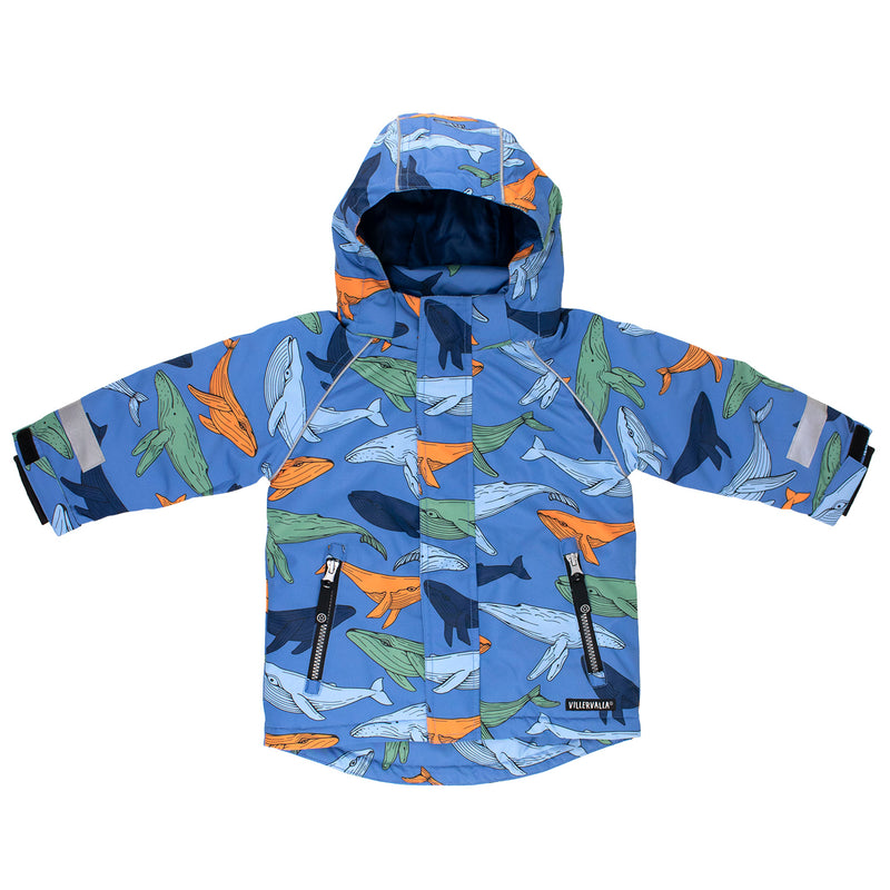 Kids Winter Coat - Nautic Blue Whale Coat- Villervalla Ski Coat