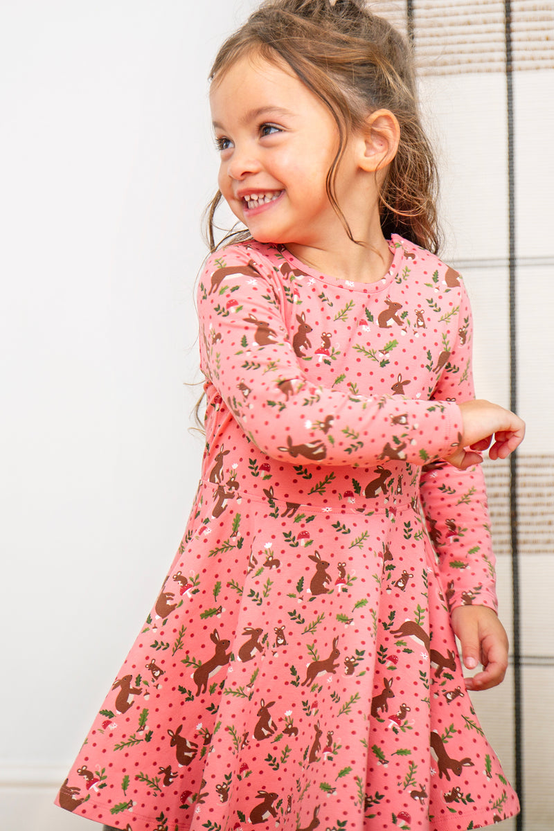 Winter Rabbit Skater Dress- Guava Winter Tales-Frugi- Organic-Children's Clothing