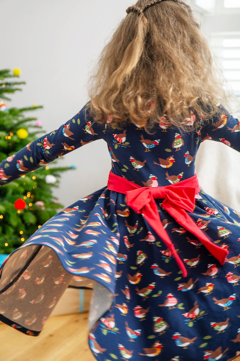 Christmas Party Skater Dress-  Robin-Frugi Organic-Children's Clothing