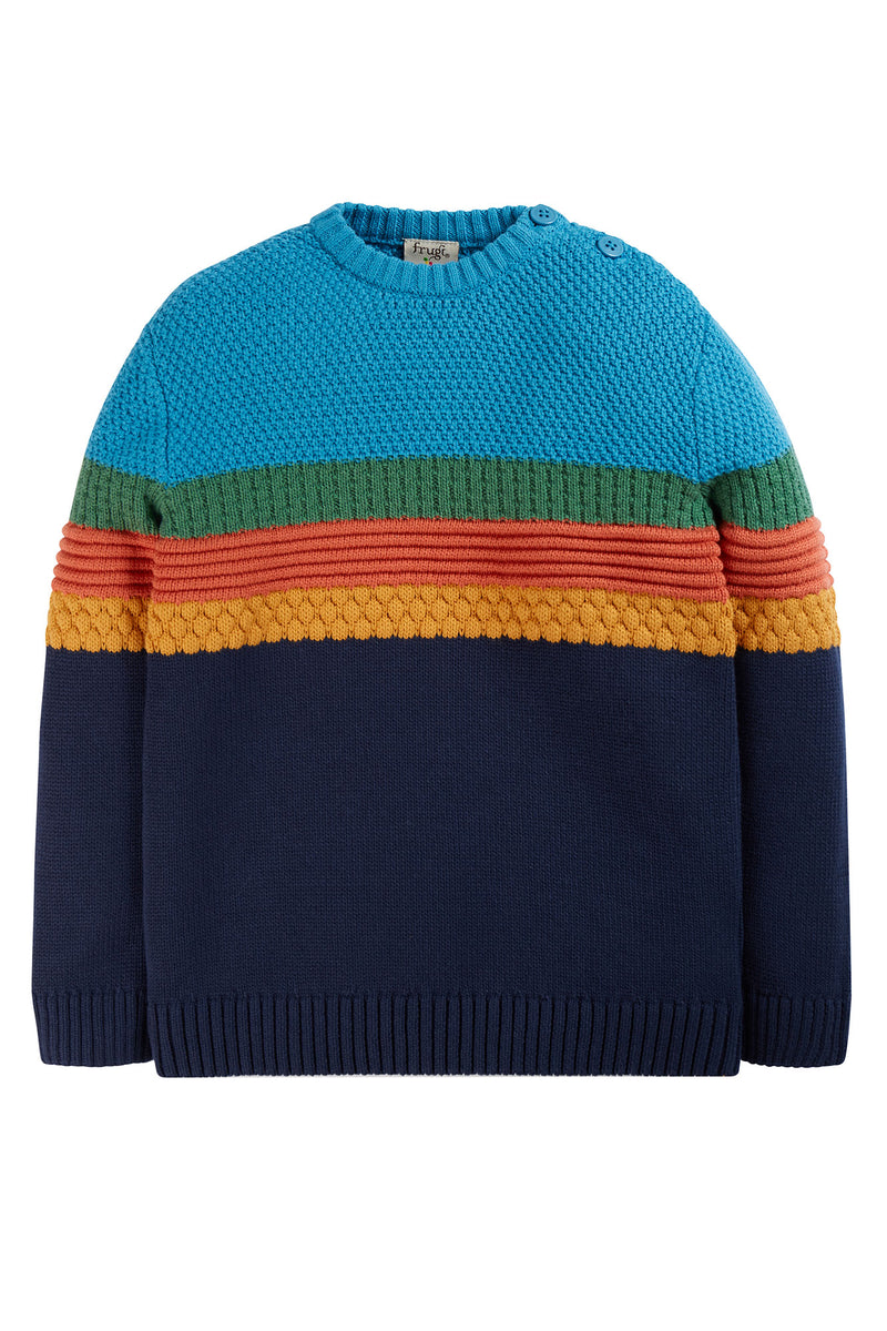 Frugi Wilbur Knit Jumper- Paprika Stripe- Organic Cotton-Children's Clothing (6-7)