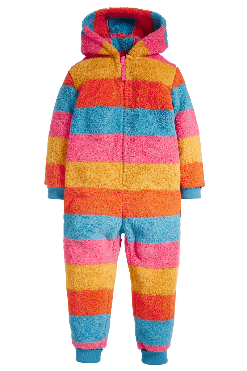 Frugi Big Ted Fleece Snuggle Suit Honeysuckle pink/ Tor Blue- Organic Cotton-Children's Clothing
