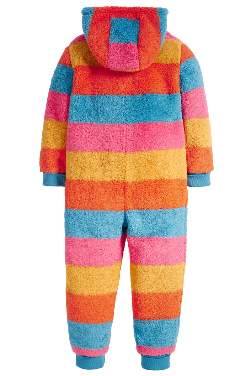 Frugi Big Ted Fleece Snuggle Suit Honeysuckle pink/ Tor Blue- Organic Cotton-Children's Clothing
