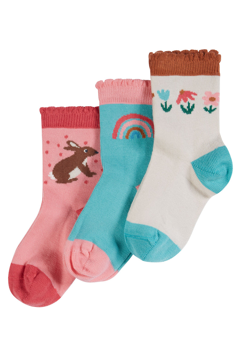 Frugi Little Socks 3 Pack, Rabbit Mulitpack,