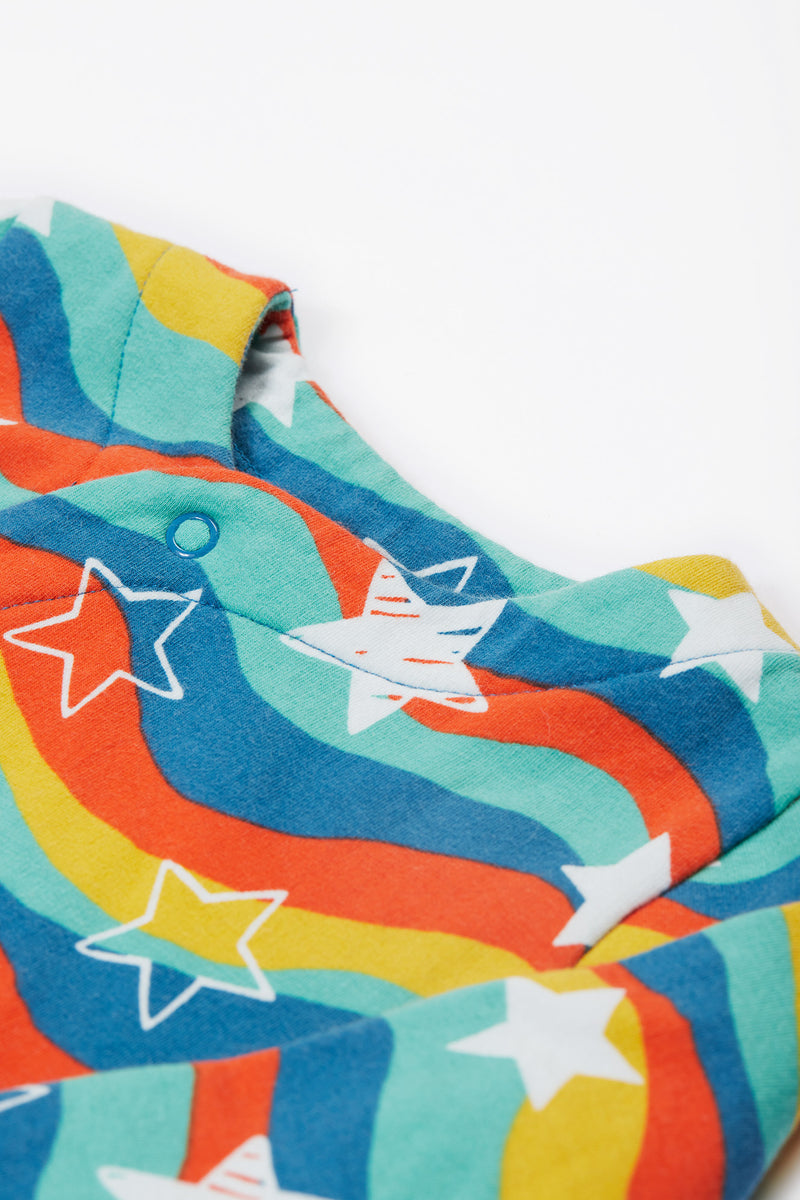 Children's Frugi Cosy Warm Dress: Wavy Rainbow Stars Frugi Dress