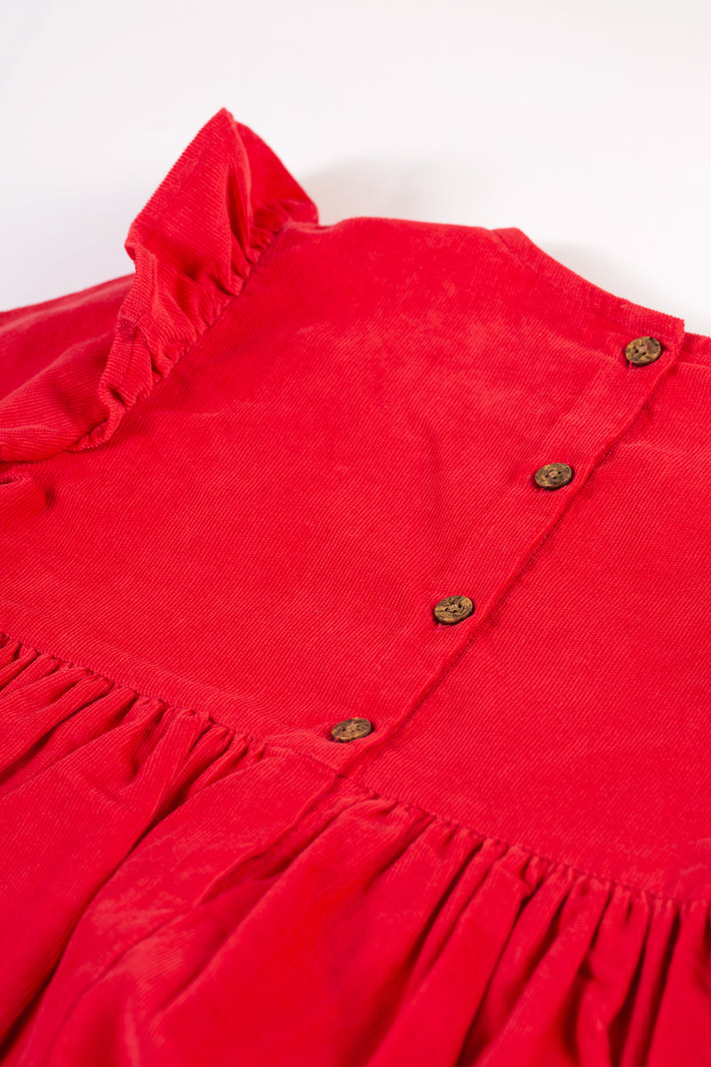 Frugi Children's Christmas Dress: Leonora Red Dress Simply So Lovely Frugi Children's Christmas Dress: Leonora Red Dress Simply So Lovely