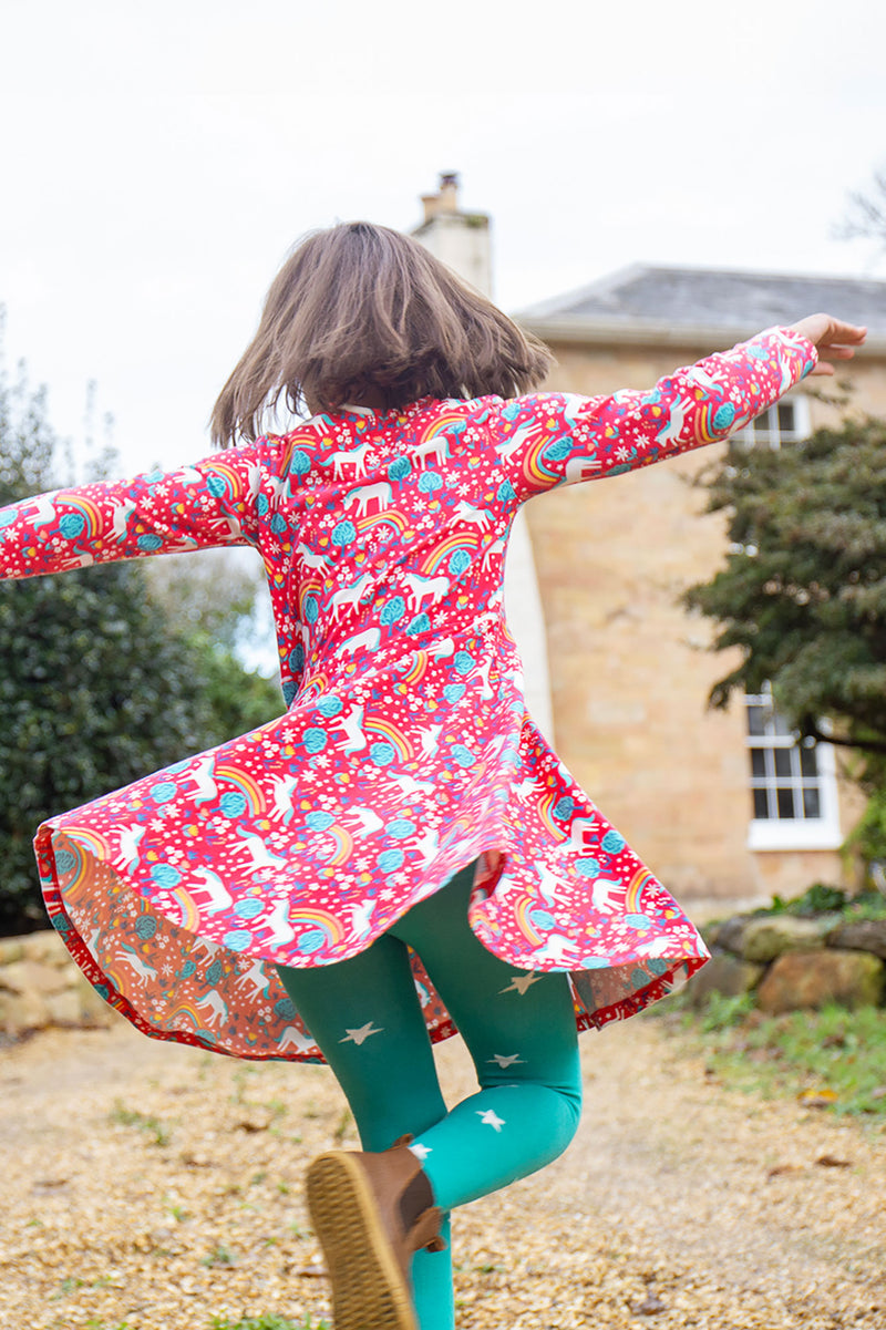 Children's Frugi Skater Dress: Sofia Skater Dress Wild Horses- Kid's Clothing