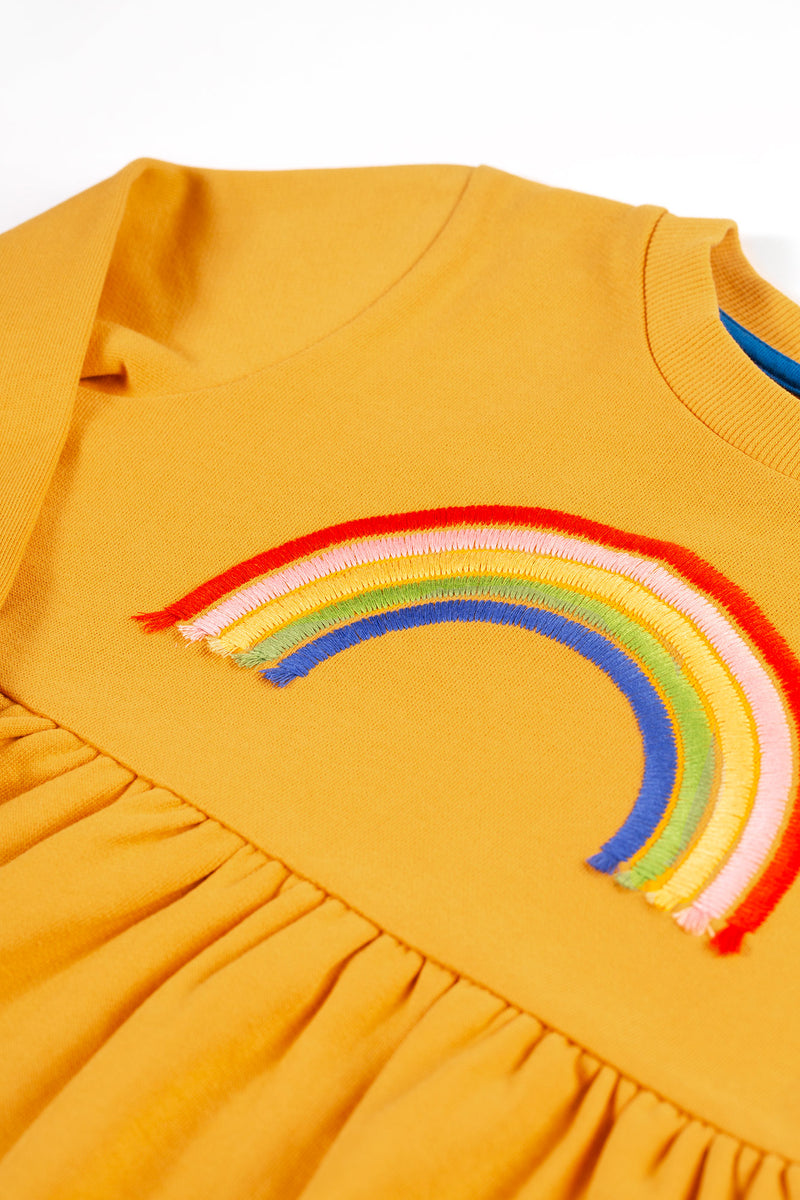 Children's Comfy Dress: Niamh  Dress, Gold/ Yellow/ Rainbow