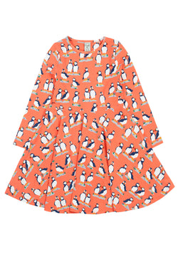 Children's Frugi Skater Dress: Sofia Skater Dress Puffin Pals - Kid's Clothing