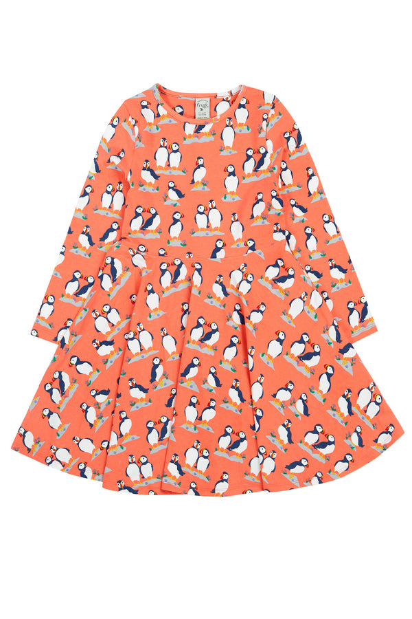 Children's Frugi Skater Dress: Sofia Skater Dress Puffin Pals - Kid's Clothing