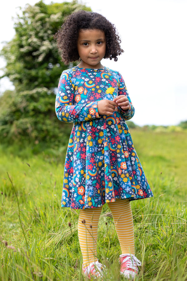 Children's Frugi Skater Dress: Sofia Skater Dress Winter Hedgerow - Kid's Clothing