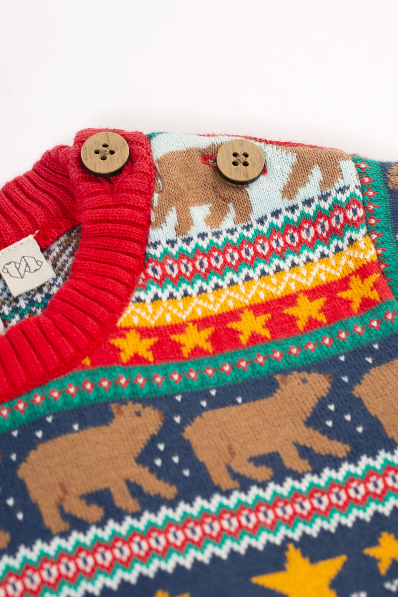 Frugi Christmas Forest Fairisle Knitted Jumper- Organic Cotton-Children's Clothing