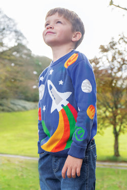 Frugi Rocket Jumper-  Elwood Knitted Rockets- Organic Cotton-Children's Clothing