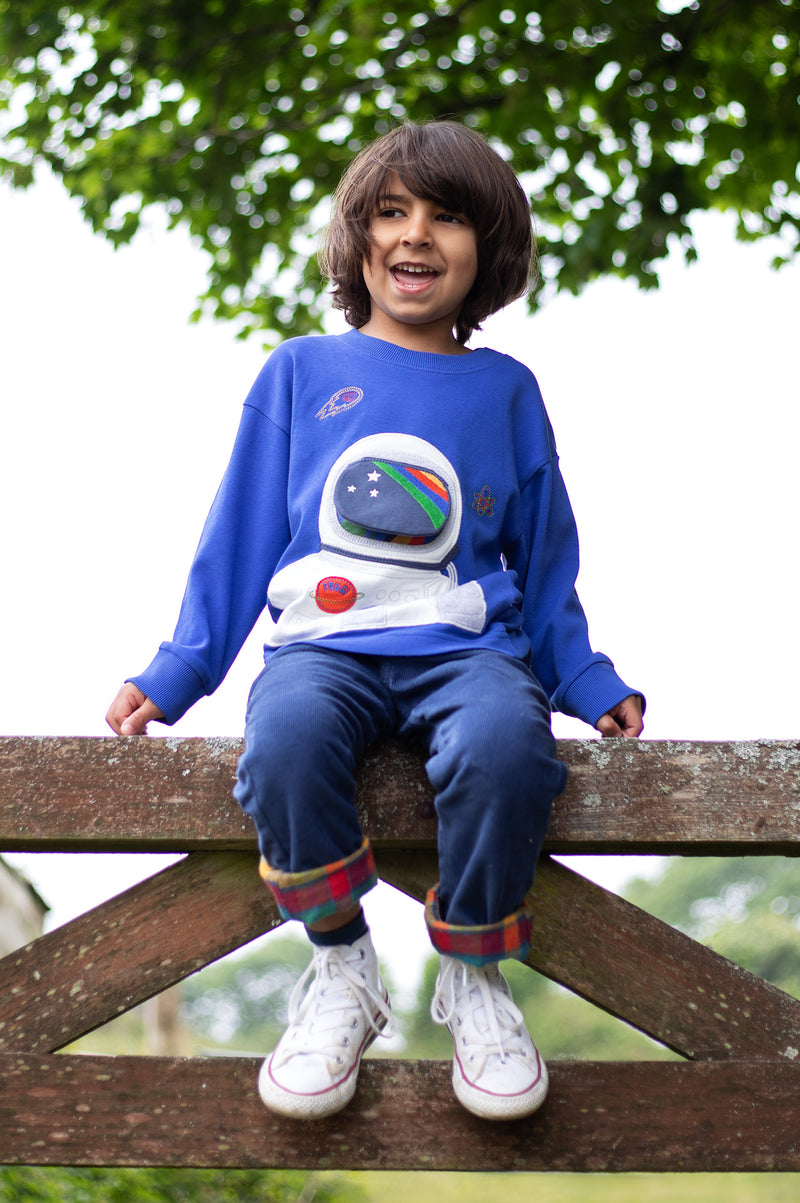 Frugi Blue Astronaut Top Long Sleeved - Space interactive- Organic Cotton-Children's Clothing