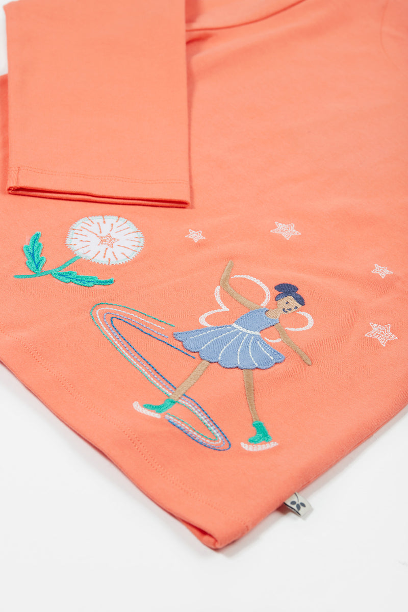 Frugi Peach Fairy Top Long Sleeved - Fairy Top Organic Cotton-Children's Clothing