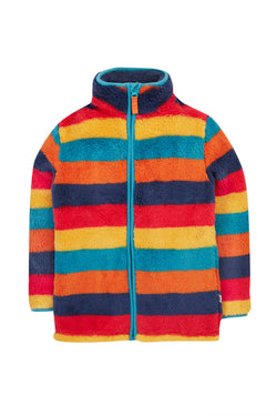 Frugi Zipped Ted Fleece Jacket- Rainbow stripe