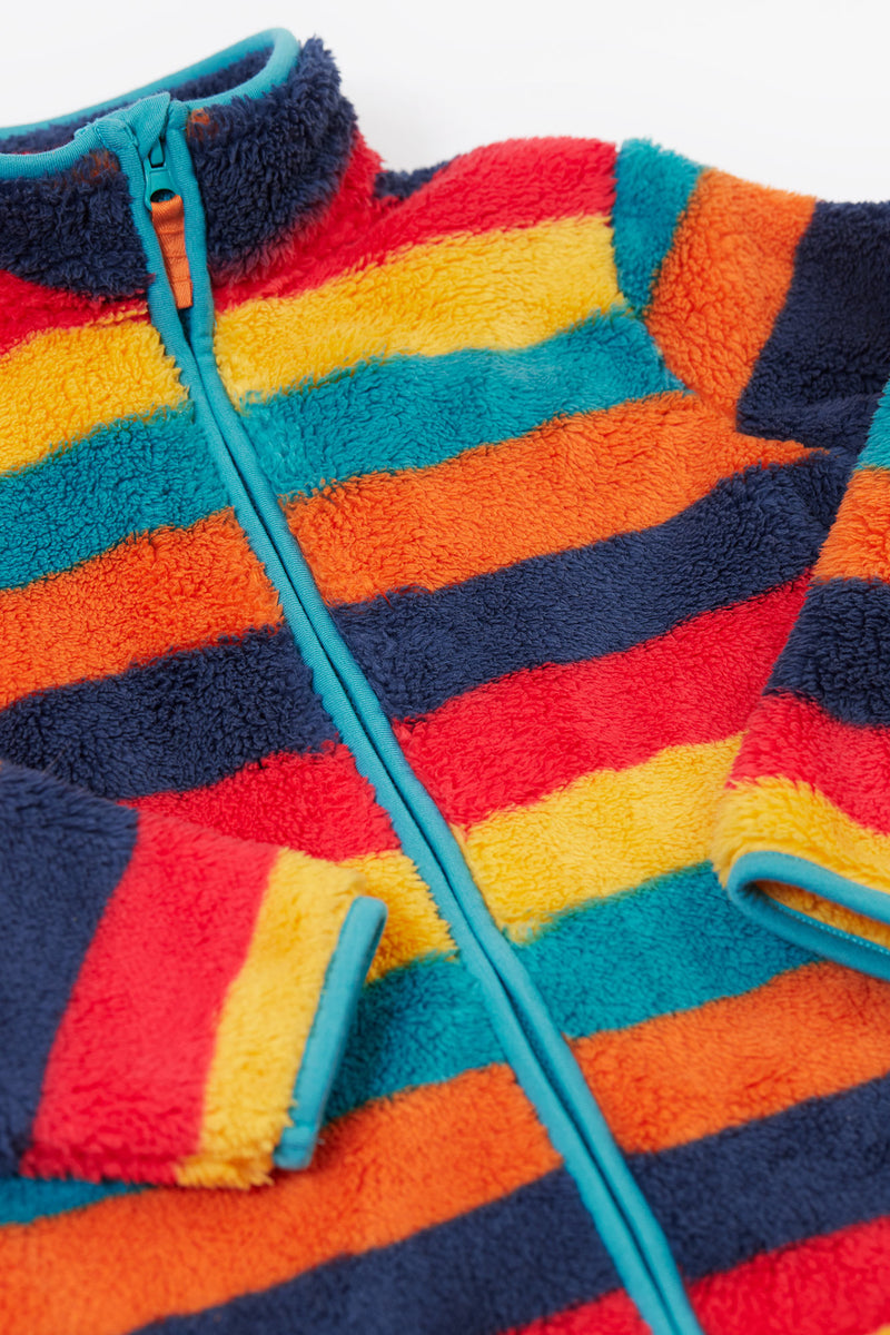 Frugi Zipped Ted Fleece Jacket- Rainbow stripe