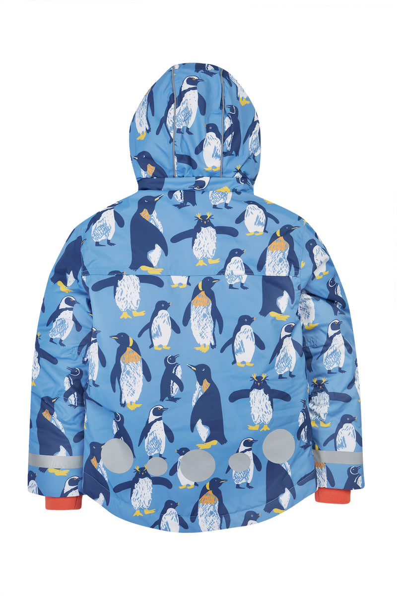 Frugi Snow & Ski Coat – Penguin Waddle Print (Blue)