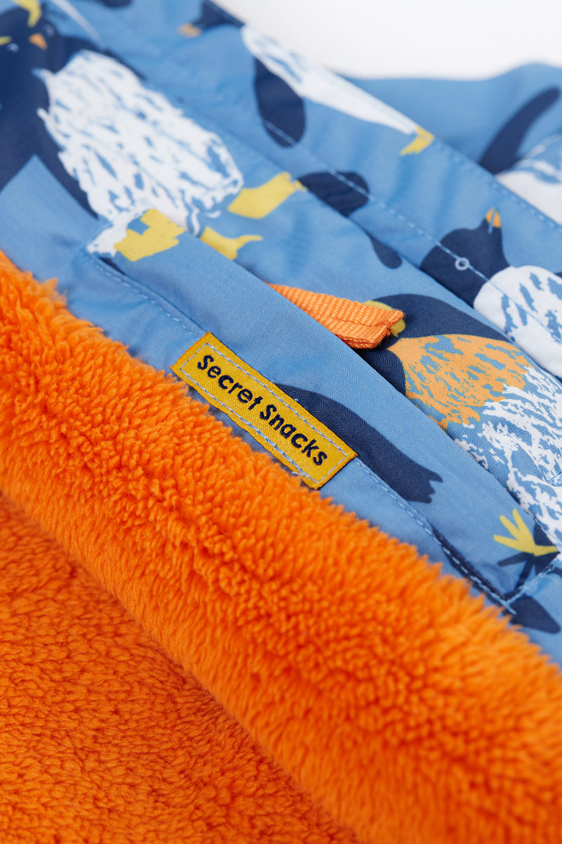 Frugi Snow & Ski Coat – Penguin Waddle Print (Blue)