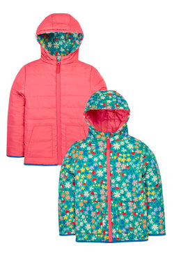 Frugi Reversible Toasty Trail Jacket- Wild Woods/Tulip Flowers