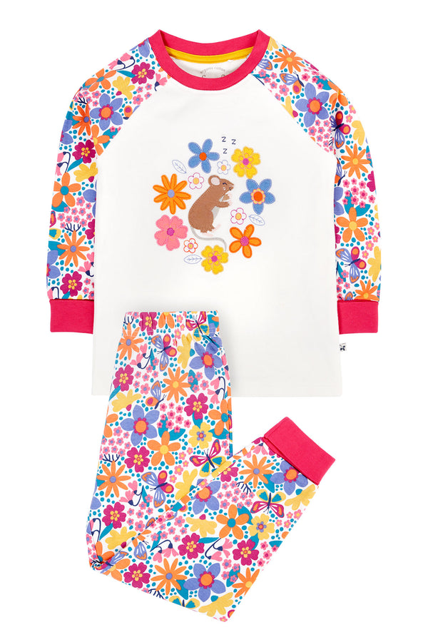 Children's Frugi Pyjamas: Jamie Jim Jams White Retro Mouse