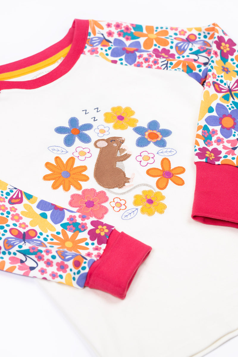 Children's Frugi Pyjamas: Jamie Jim Jams White Retro Mouse