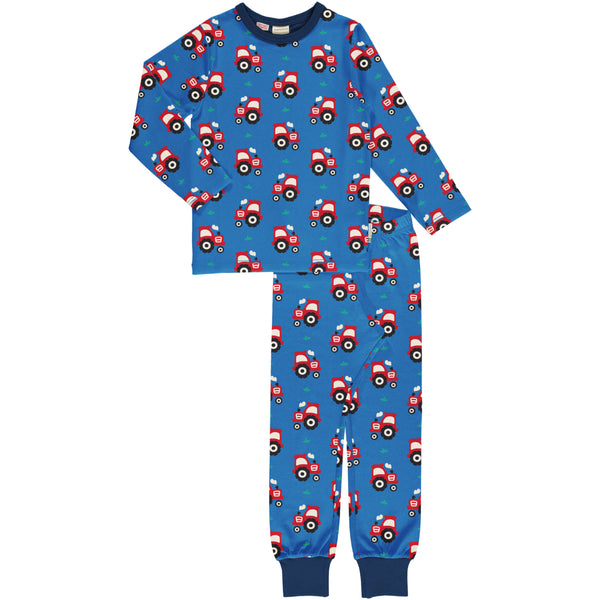 Maxomorra Organic Children's Pyjamas- Tractor Long Sleeved